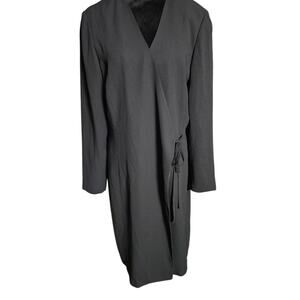 Chaus Vintage Women Black Wrap tie symmetrical dress Size 16